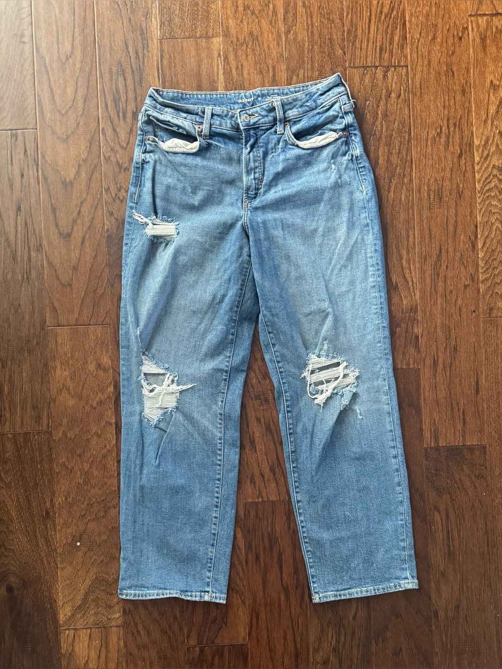 Old Navy Light Blue Distressed High-Rise Jeans 12